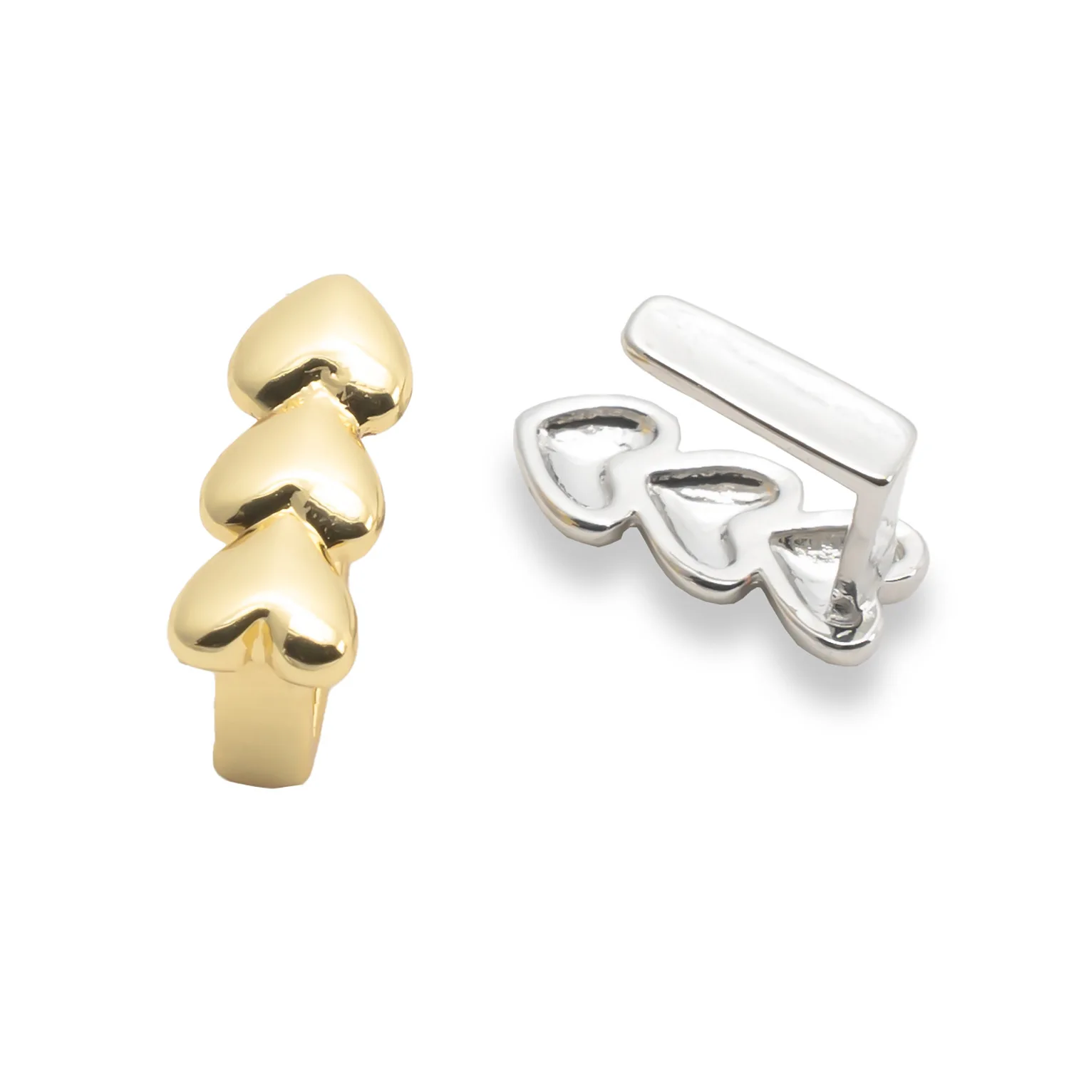 YOUNGX الهيب هوب ثلاثة القلب الأسنان Grillz الأقواس المتخصصة تصميم شجرة صغيرة شكل الأسنان قبعات للنساء الرجال المجوهرات زوجين هدية