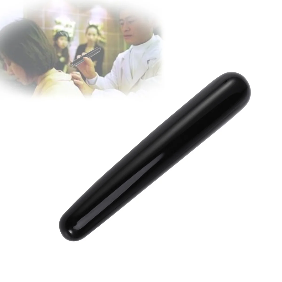 

Черная массажная палочка из обсидиана, стержень для йоги, ролик для ног, рук, шеи, спины, талии, облегчение боли, фитнес-массажер триггерной точки