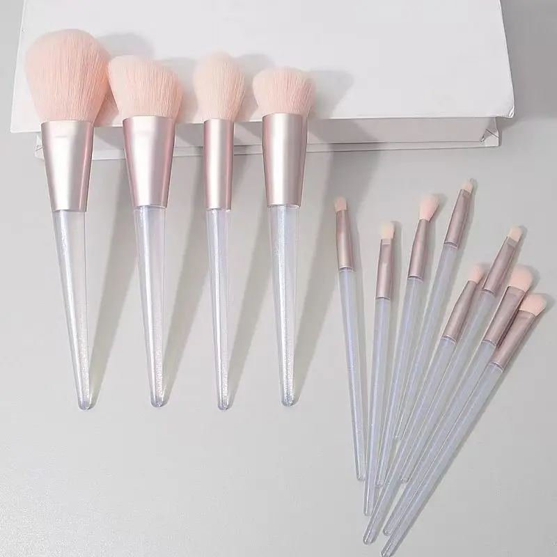 مجموعة فرش مكياج احترافية جديدة مكونة من 12 قطعة بمقبض كريستالي - مجموعة فرش مستحضرات التجميل المحمولة لظلال العيون