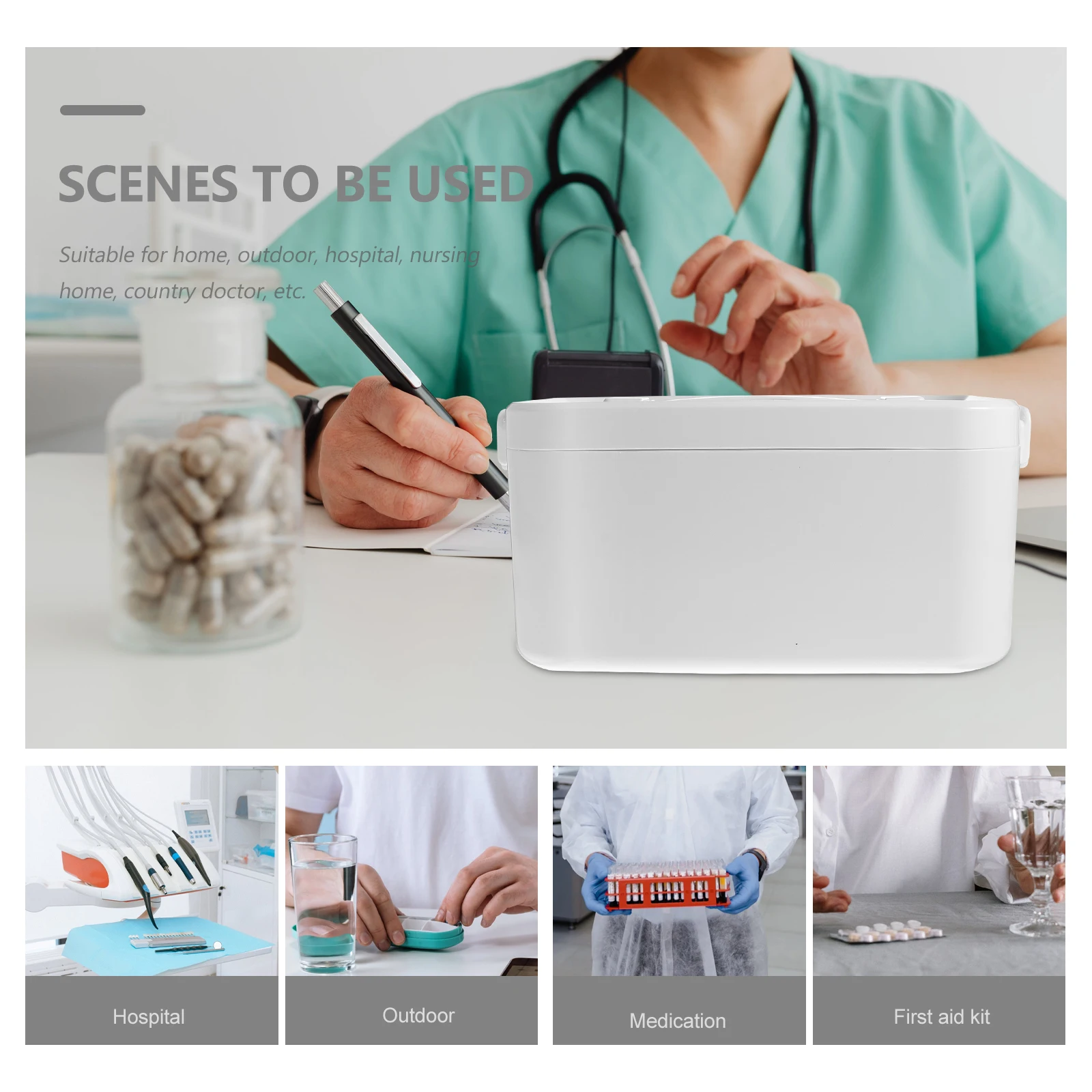 1 قطعة حافظة طبية ذات سعة كبيرة صندوق دواء منزلي محمول حاوية تخزين محمولة للإسعافات الأولية في الهواء الطلق #6