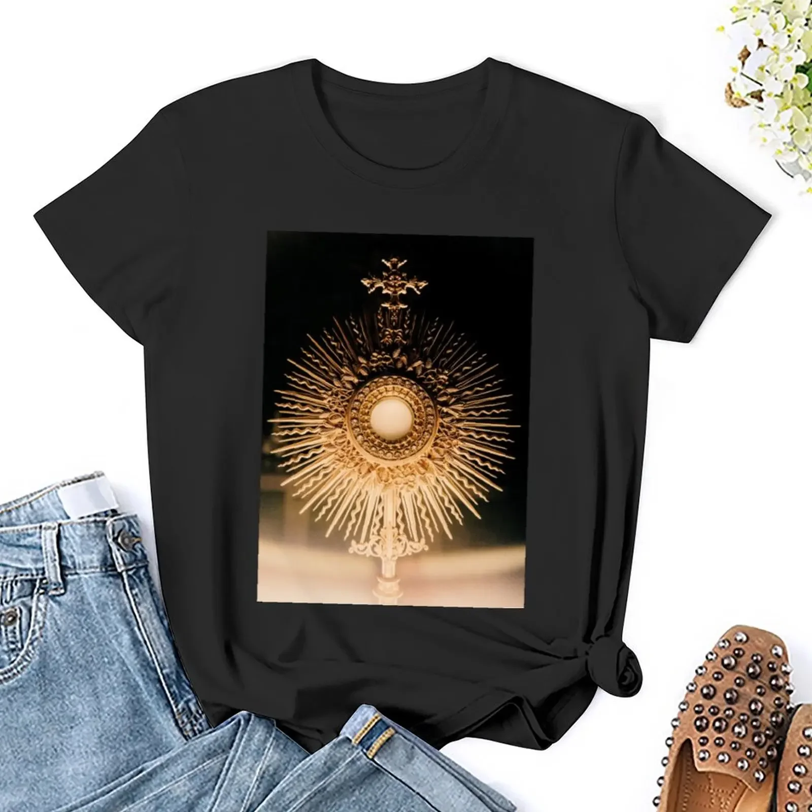 The Blessed Sacrament T-Shirt summer top funny korean fashion workout t shirts for Women