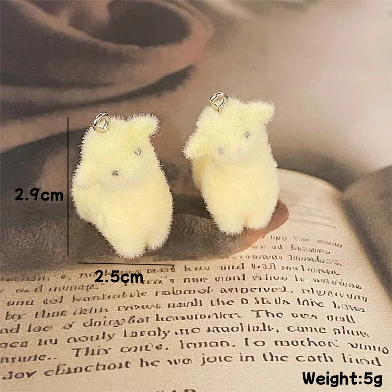 30PCS 3D Flocking little Sheep Charms Plush Doll Pendant for Necklace Earrings Jewelry Making DIY Handmade Accessories Wholesale