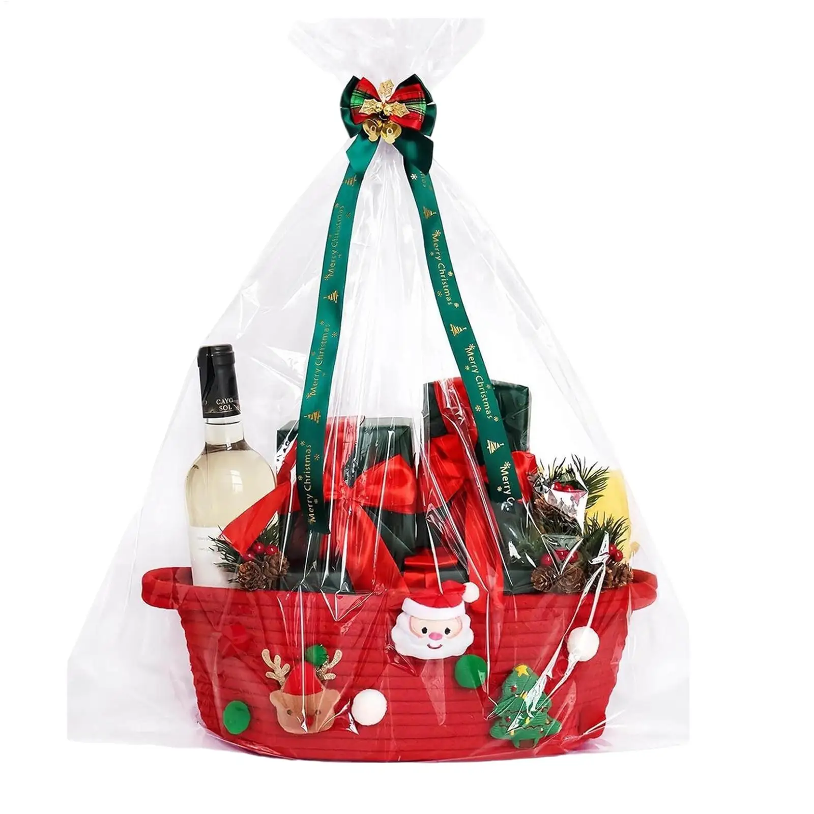 Baumwollkorb, weihnachtlicher gewebter Aufbewahrungskorb mit Griffen, Organizer für Zuhause, Küche, Eingangsbereich, Schlafzimmer, Badezimmer, Spielzimmer