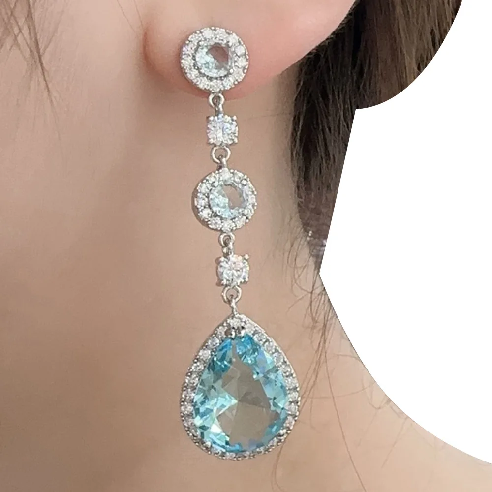 

Missvikki New Luxury Gorgeous Long Drop Earrings For Women Wedding Party Shiny Full CZ Earrings Fashion Jewelry High Quality