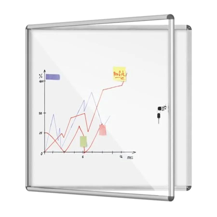 

Запираемая всепогодная алюминиевая доска объявлений 38x38 дюймов для школы и офиса, серебристая рамка с магнитной застежкой