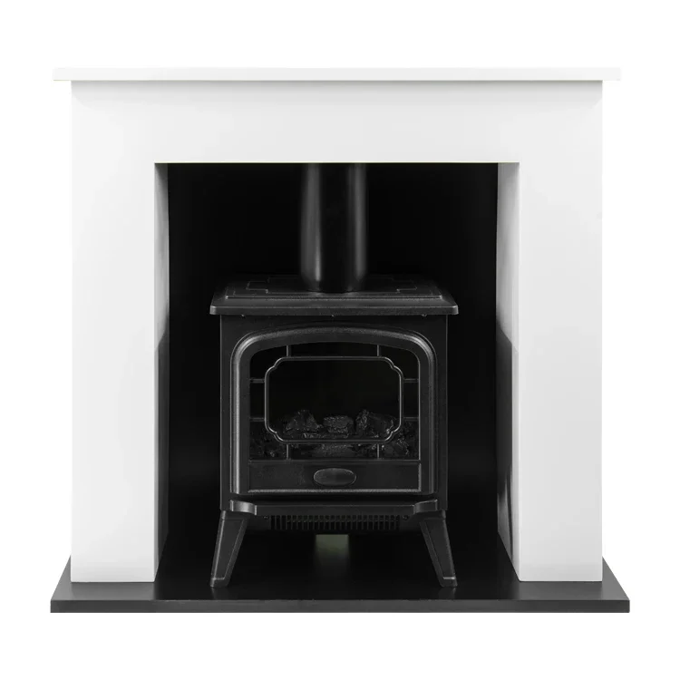 Electrical Indoor Cast Iron Stove Chimney Freestanding Electric Fireplace Mantel