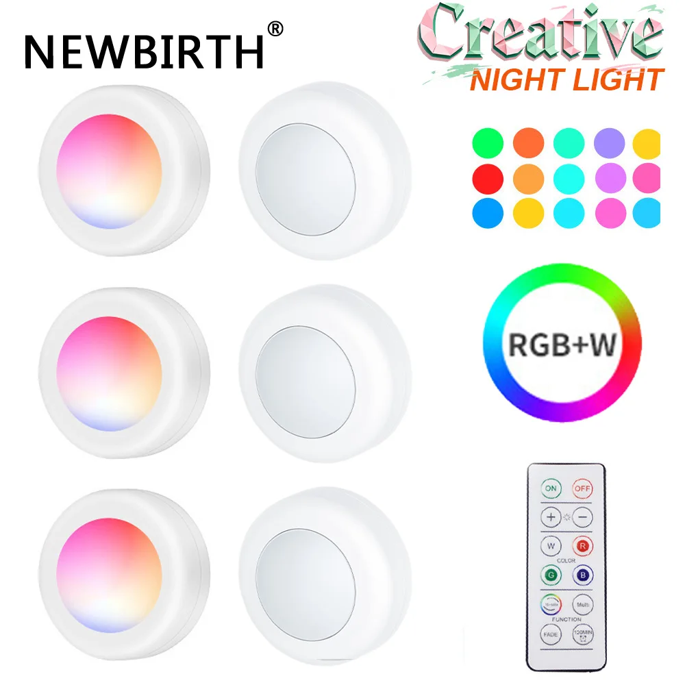 

RGB цвет под шкафом, светодиодные фонари на батарейках, пульт дистанционного управления с регулируемой яркостью, ночник для гардероба для детской спальни, кухни