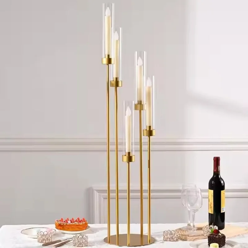 2/10 Stück 5/8-Köpfige Metall-Kerzenhalter, Tischdekoration, Goldener Kerzenständer, Säulenkerzenhalter für Hochzeiten – Detail 2