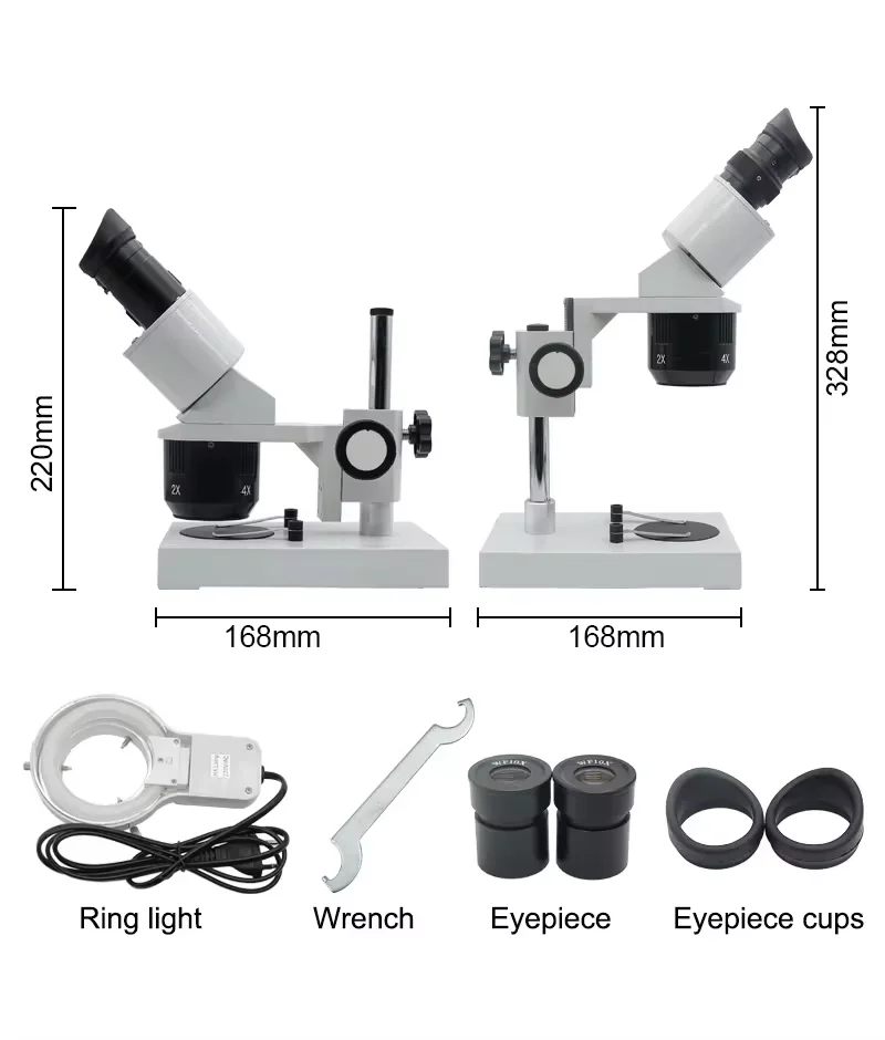 20X 40X Industrial Stereo Binocular Stereo Microscope with WF10X Eyepiece Fluorescent Ring Light Smartphone Clock Repairing