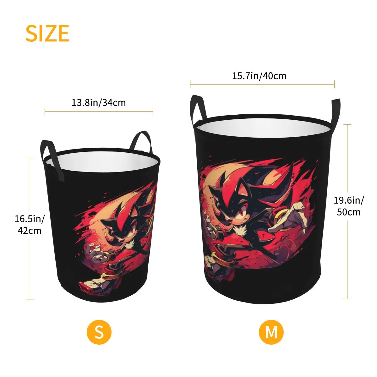 Custom S-Soniced Anime Laundry Basket Foldable Hedgehogs Video Game Clothes Hamper for Toys Storage Bin view 6