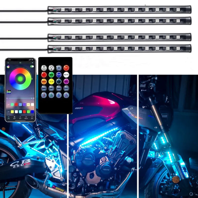 

Motorcycle Glow Underglow Ground Effect Atmosphere Light RGB LED Strip Waterproof Voice Control for Dyna Street 750 Rider XL883