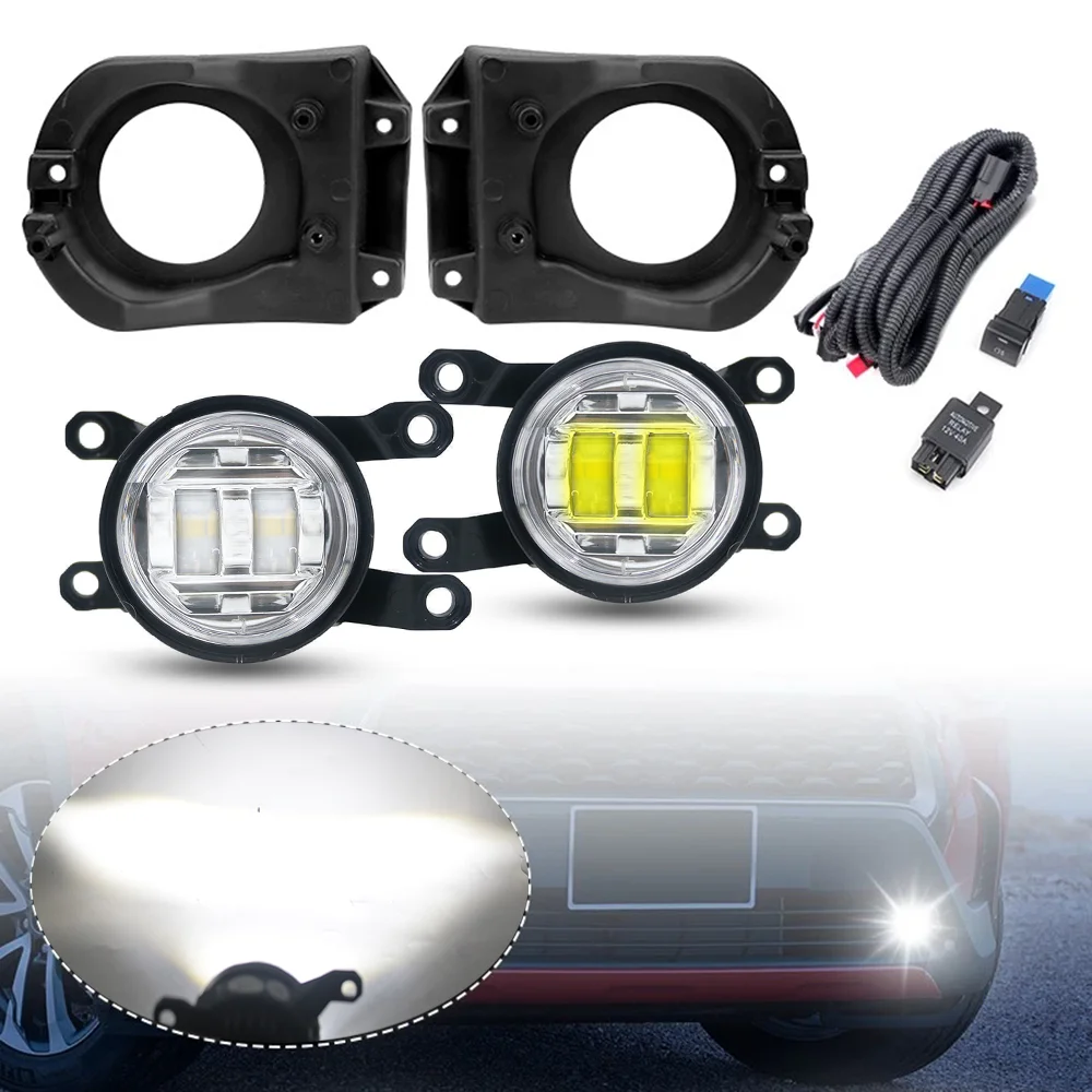 

White / Yellow OEM Led Fog Lights for Toyota Corolla Cross 2021 2022 2023 2024 with Clear Lens & Plug and Play 30W Cover / Wire