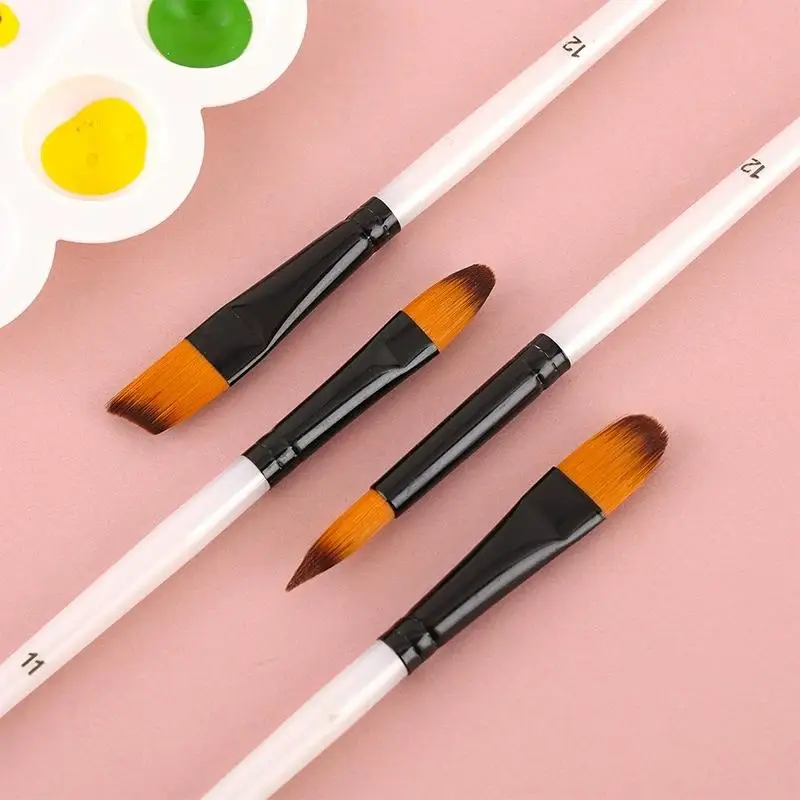 12Pcs/set Nylon Hair Wooden Handle Watercolor Paint Brush Pen Set Learning DIY