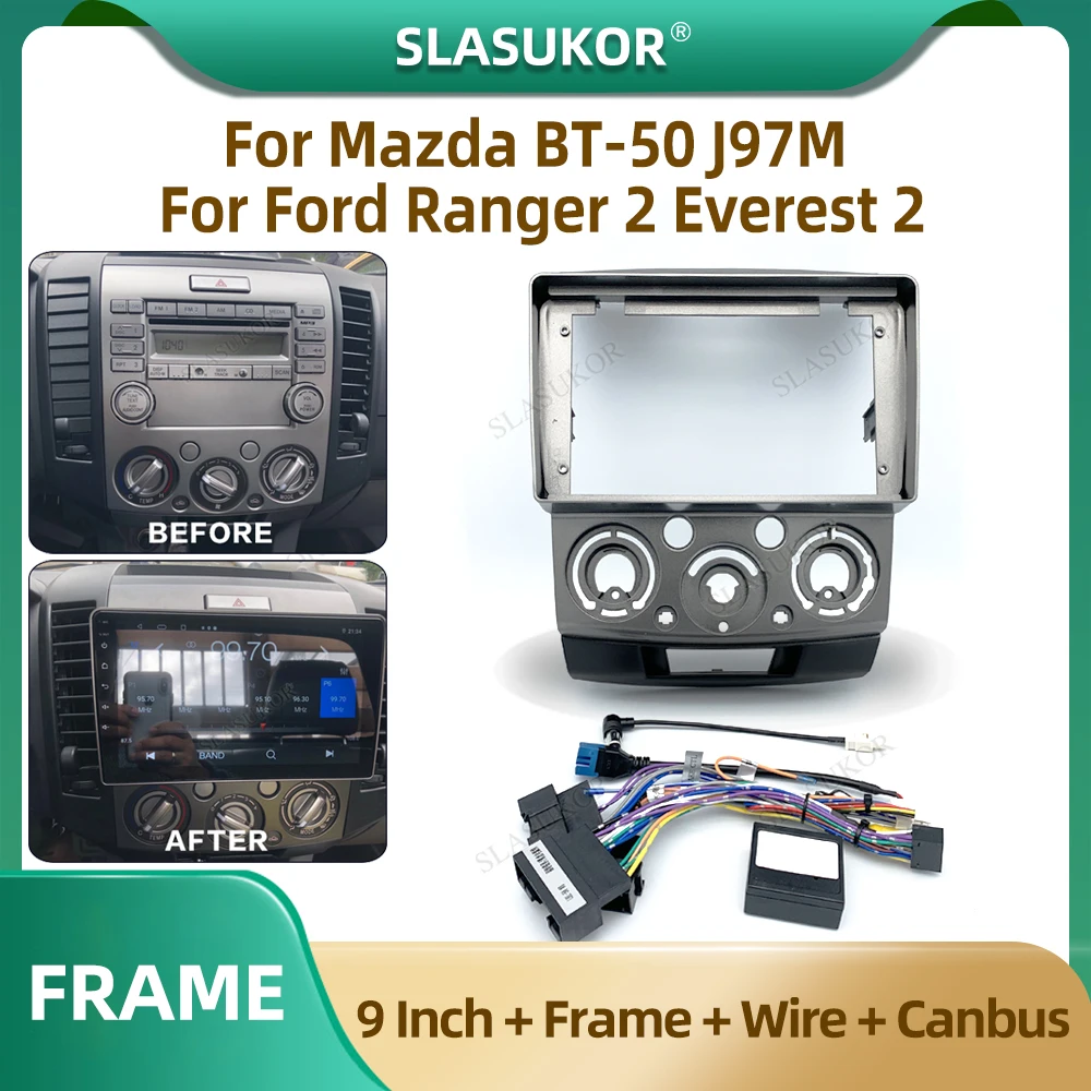 

9-дюймовый автомобильный радиоприемник для Mazda BT-50 J97M для Ford Ranger 2 Everest 2 2006-2011 панель проигрыватель аудио Рамка комплект крепления приборной панели