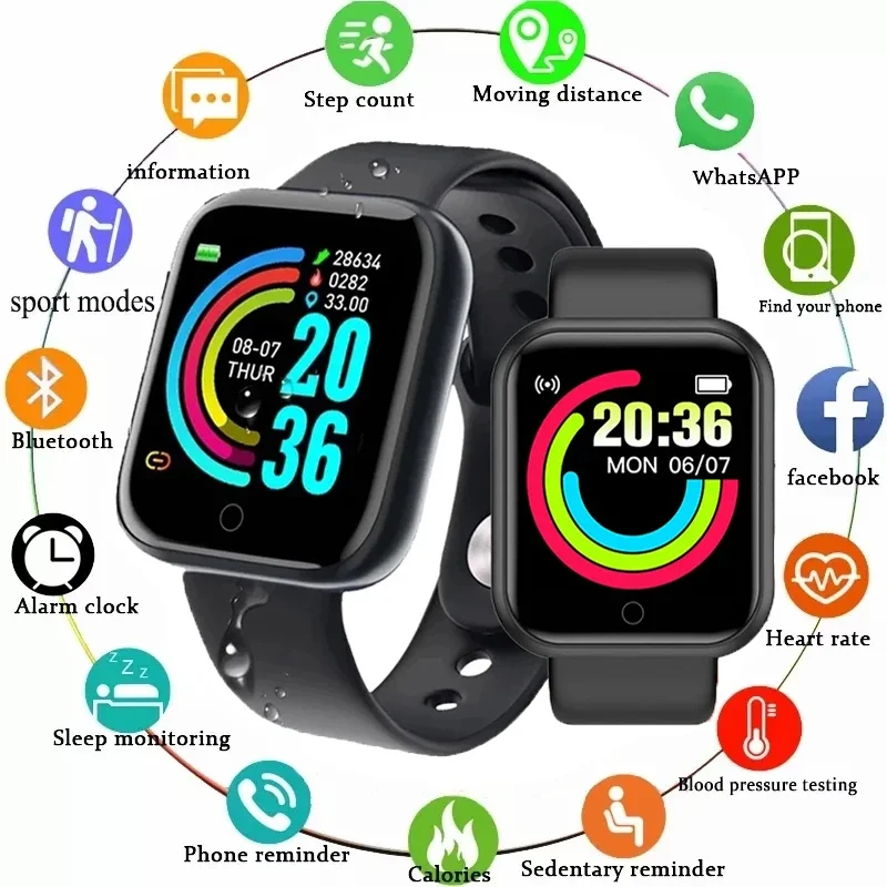 Y68 Smart Watch Color Screen Step Counting Multi Sport Message Reminder Photography Music Remote Control Smart Bracelet Relojes