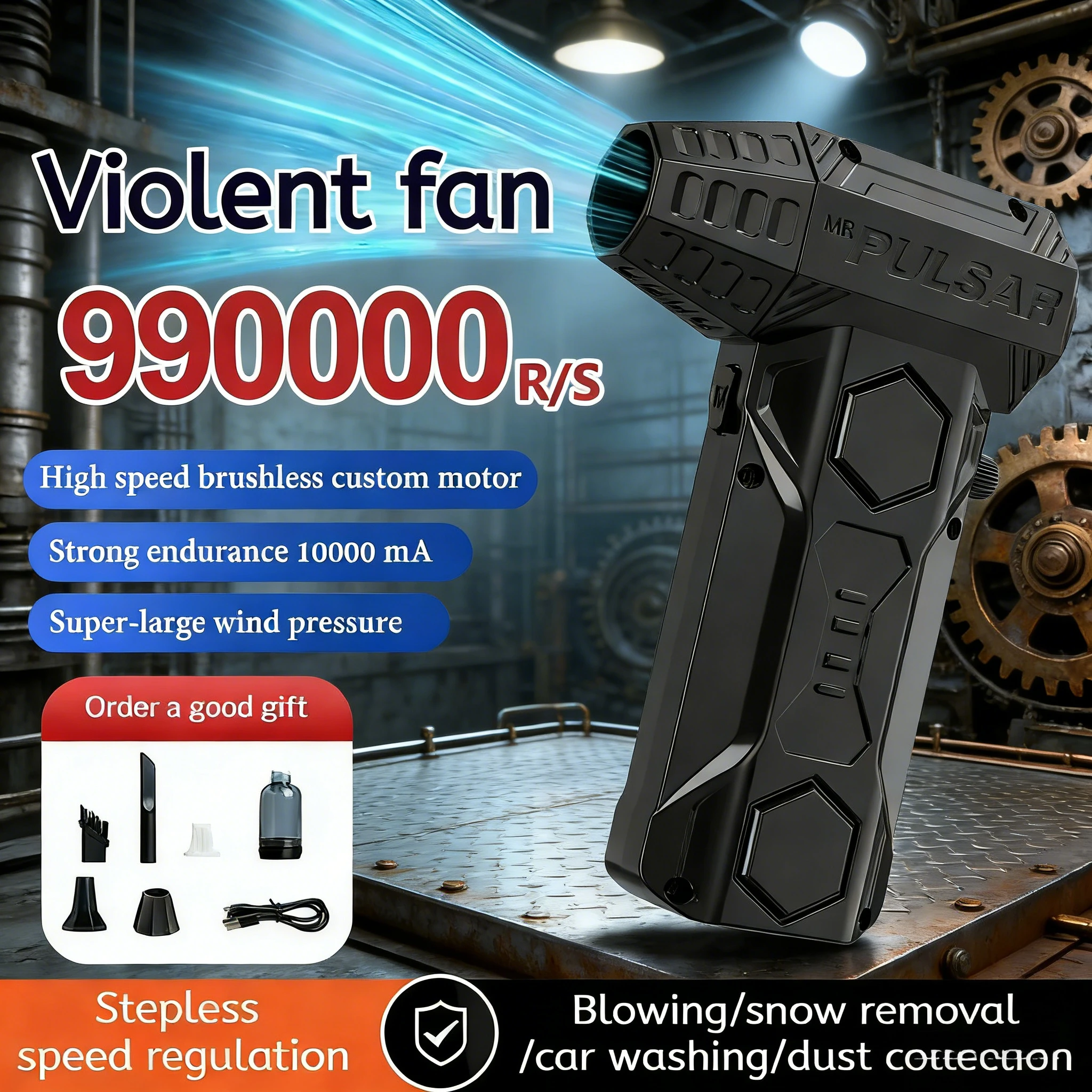 

X11 2-in-1 Car Vacuum & Dust Blaster | 990000RPM Brushless Turbo Jet Blower 10000mAh Portable Cleaning Tool