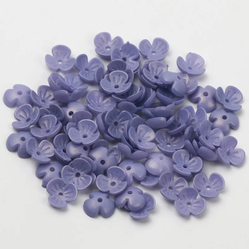 200pcs/Lot 10mm Mixed Acrylic Three Petals Flower Beads Spacer Beads for Jewelry Making Earring Hairpin Decoration Accessorie