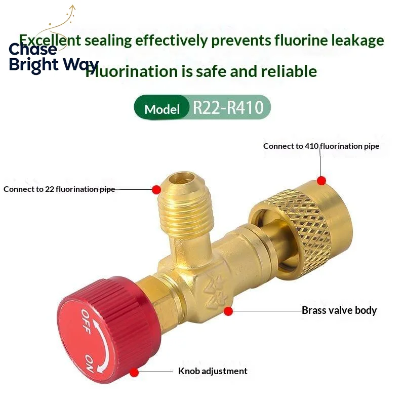 Air Conditioning Safety Valve Adapter R410a R22 High Precision Refrigeration Repair Tool for AC Service