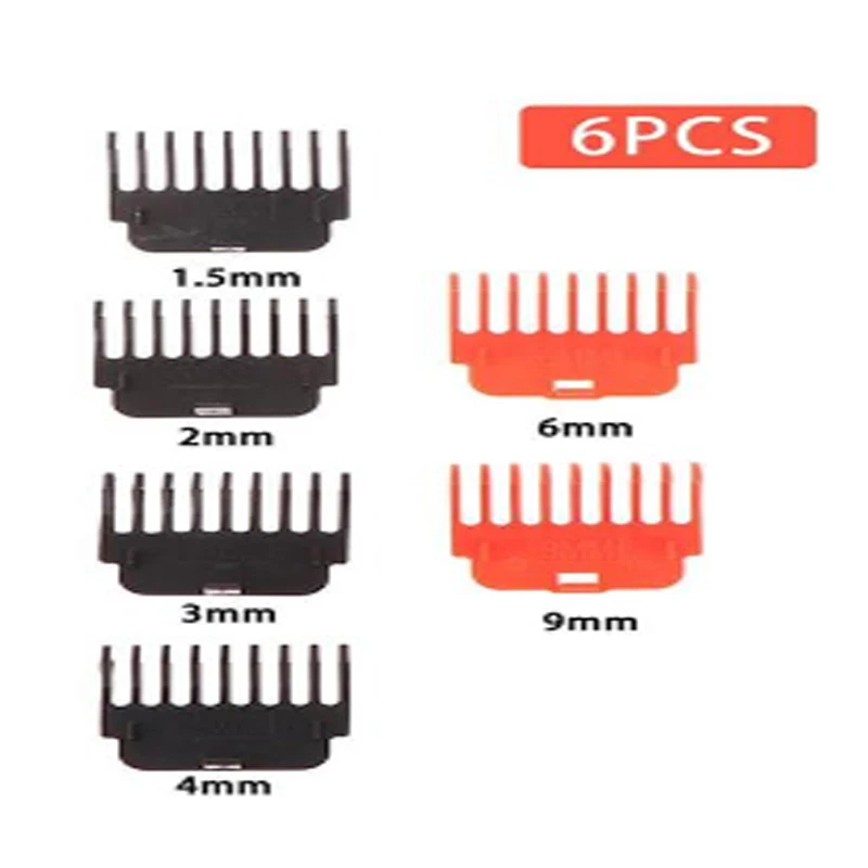 Protectores de pelo para cortadora profesional T9, repuesto de guías de corte, 1,5mm, 2mm, 3mm, 4mm, 6mm, 9mm, 6 unidades por juego