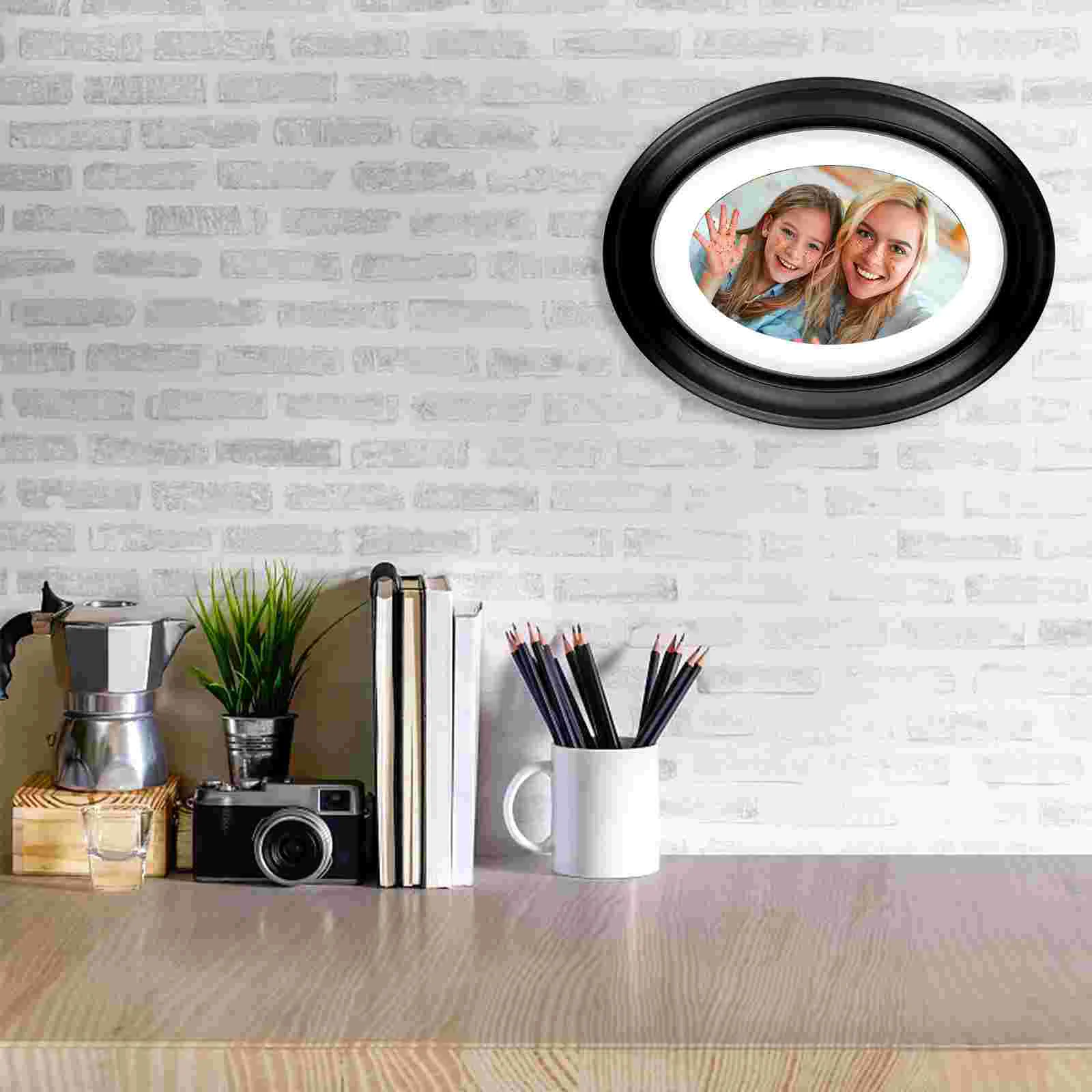 Wooden Picture Frame 10 Inch Photo Hanging Decorative for Soild Oval Shaped Solid