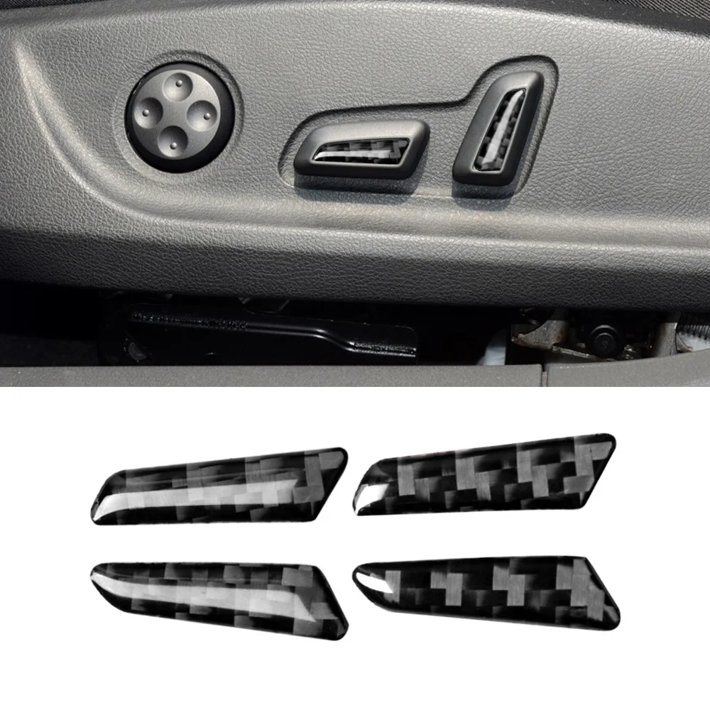 

4pcs For Audi A4 B9 2017-2020 Car Seat Adjust Button Cover Stickers Carbon Fiber Trim Auto Anti-Scratch Accessories Interior