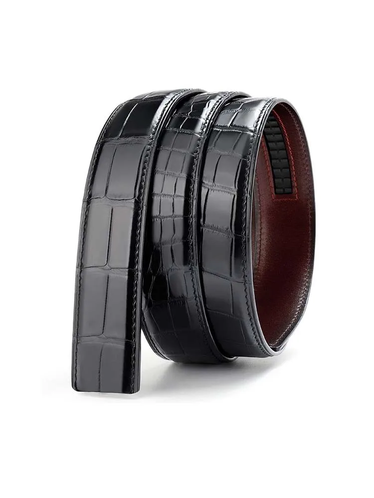 Leather belt Light luxury high-end crocodile belt men's leather business belt without sandwich new technology