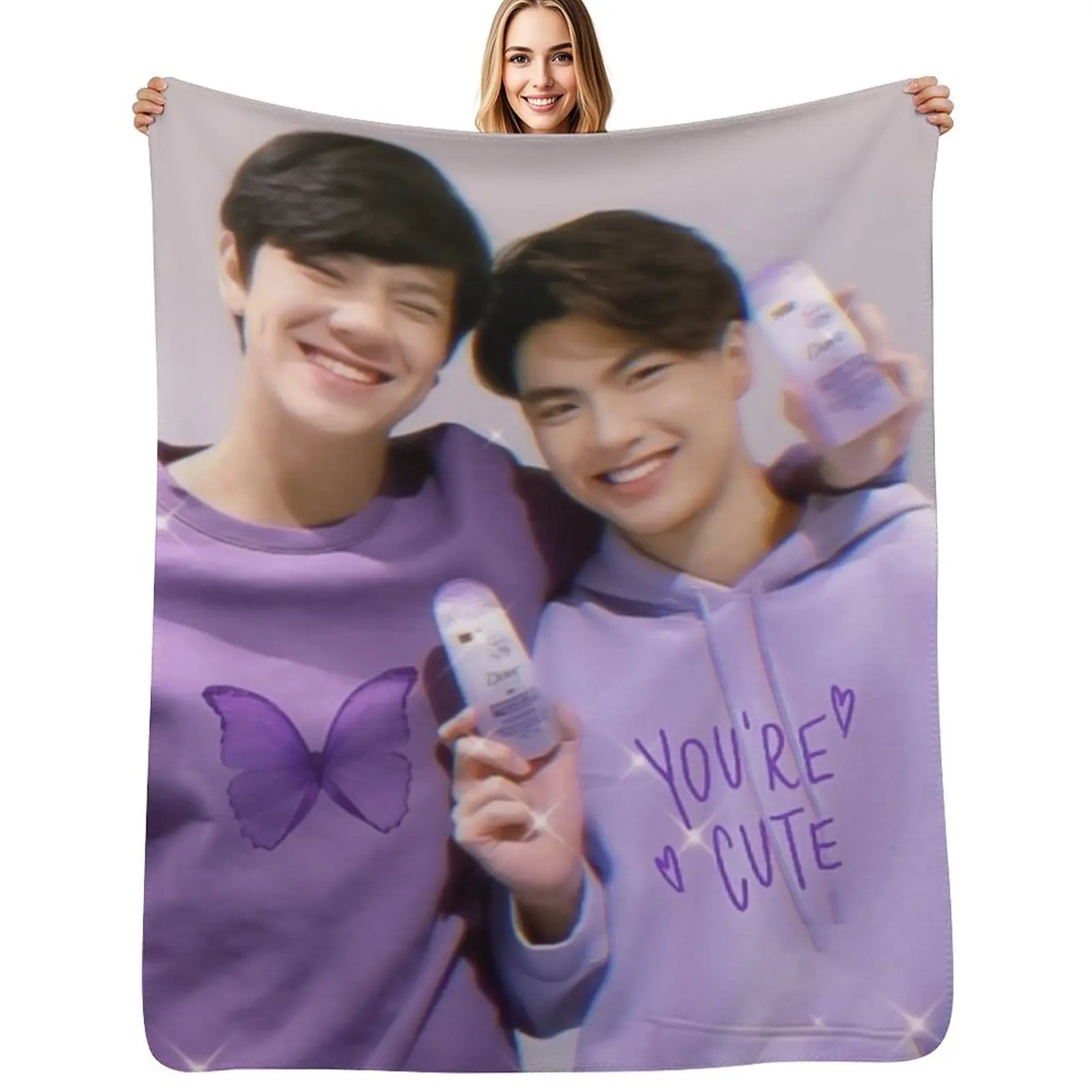 Pran Pat (bad buddy series) Throw Blanket Cozy Napping Blanket Gift for Mom Dad