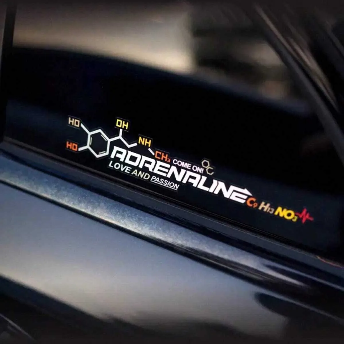 Adrenaline Molecular Formula Autoaufkleber – Love & Design, reflektierende PVC-Aufkleber für Autos, Motorräder und Windschutzscheiben – Detail 4