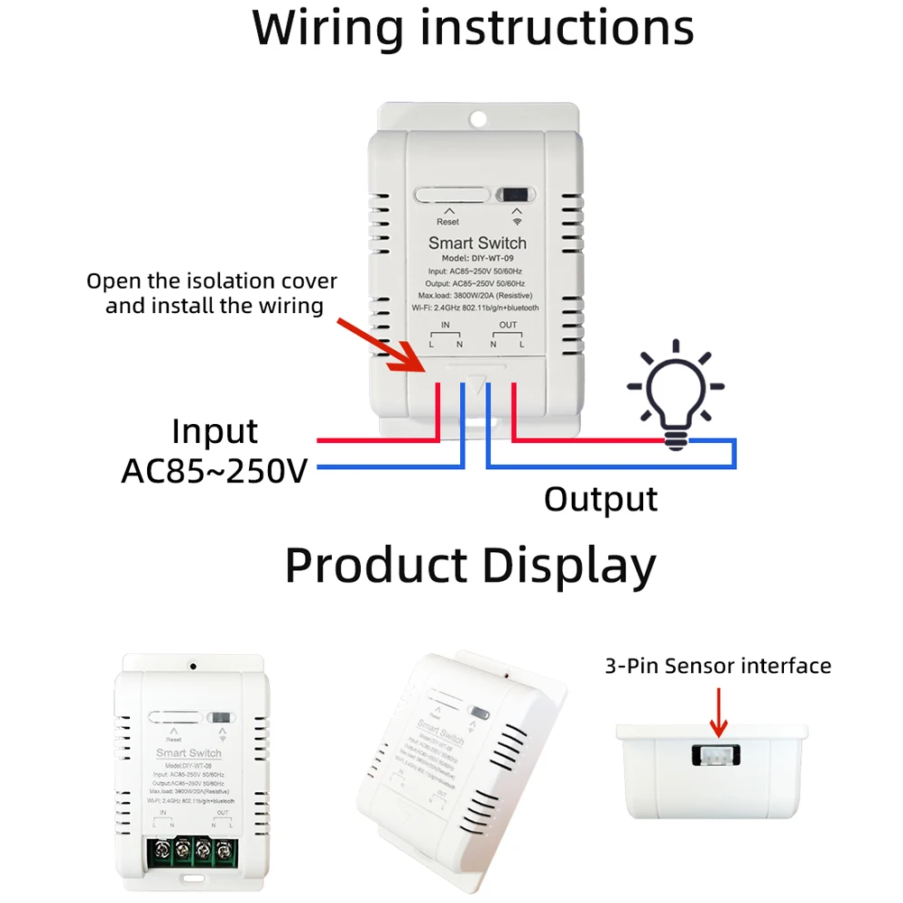 Ewelink WiFi Temperature Switch Mobilephone APP Control with Data Statistics Support IFTTT Automation Scenarios Function