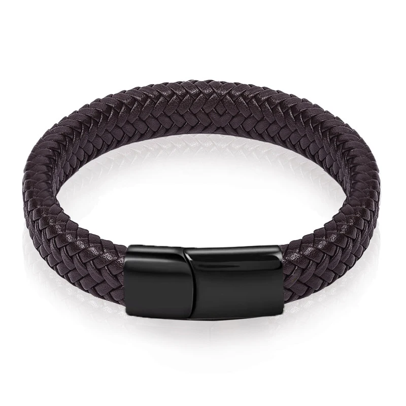 Mode Einfache Weiße Leder Geflecht Armband Edelstahl Schnalle Verschlüsse für Männer Handgemachte Armreif Großhandel Charme Schmuck Geschenk