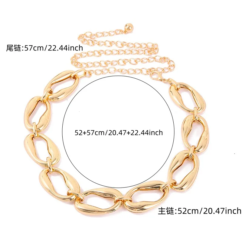 Vintage Oval Link Chain Belt Cinturon Adjustable Metal Waist Chain Women Fashion Heavy Accessory For Dress Jeans Daily Wear view 4