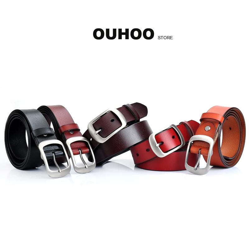 

Western Belt for Women Fashion Leather Belts Black/Brown Waist Dress Belts Silver Polished Buckles Ladies Belts for Jeans Pants