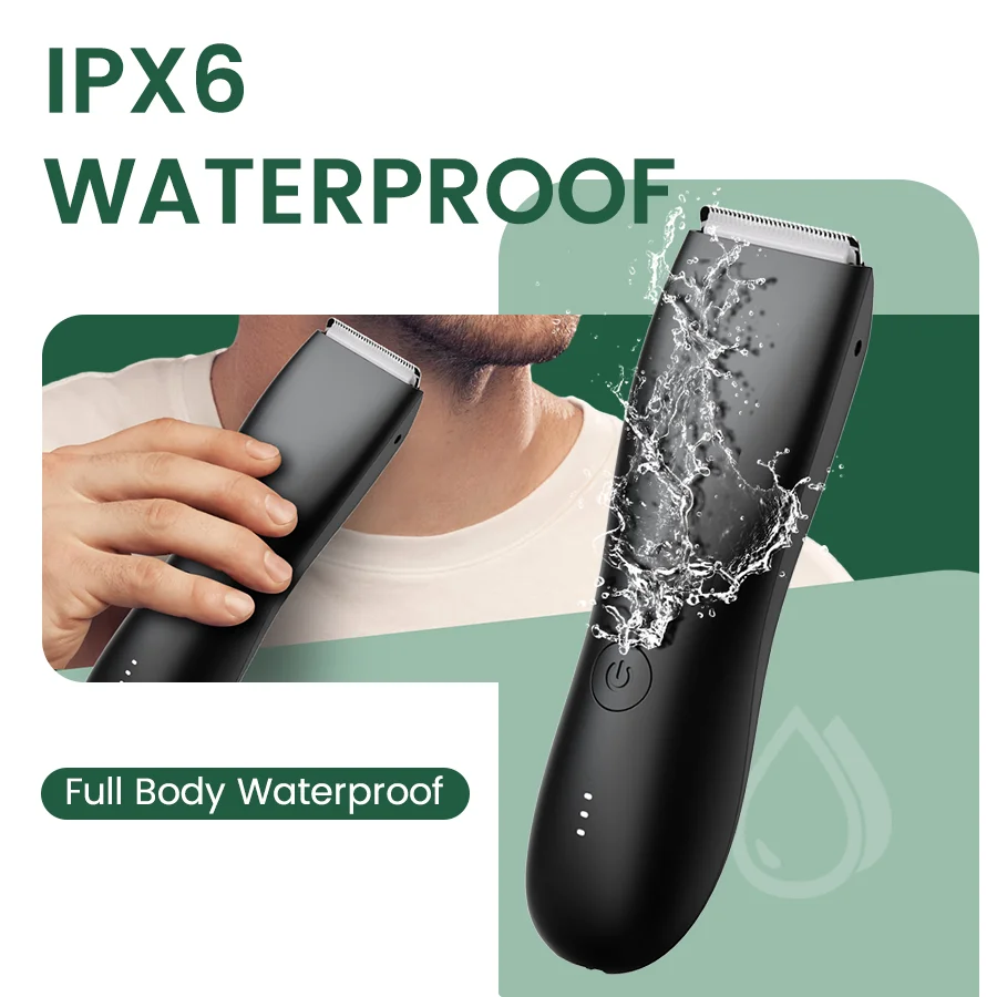 Men's Electric Groin & Body Shaver - Waterproof Dual Head Trimmer Kit w/ LED Light & Foil Blades
