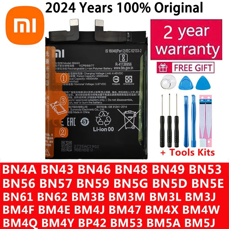 Xiaomi-Original Battery, Mi Redmi Note Pocophone Poco F1 F2 F3 3 3S X3 K30 4 4X K40 5 6 7 8 8T 9 9A 9C 9T 10 10S 10T 11 Pro Lite