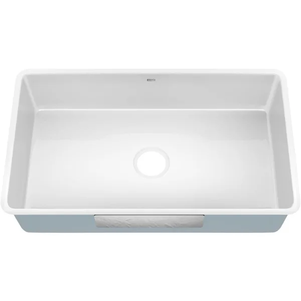 KRAUS Pintura 32-inch Porcelain Enameled Steel Undermount Single Bowl Kitchen Sink in White, KE1US32GWH