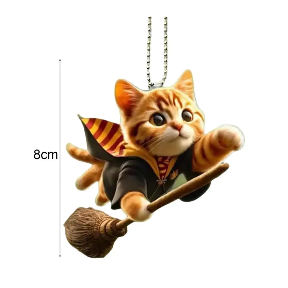 Cat Shaped Pendant Car Rearview Mirror Ornament With Lanyard Easy To Hang Realistic Looking Acrylic Christmas Hanging Decoration