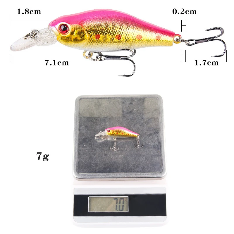 1Pcs Mini Minnow Fishing Lure Floating 7.1cm7g Swing Pesca Crankbait Jerkbait Hard Bait Tackle Artificial Lures Crank Swimbait