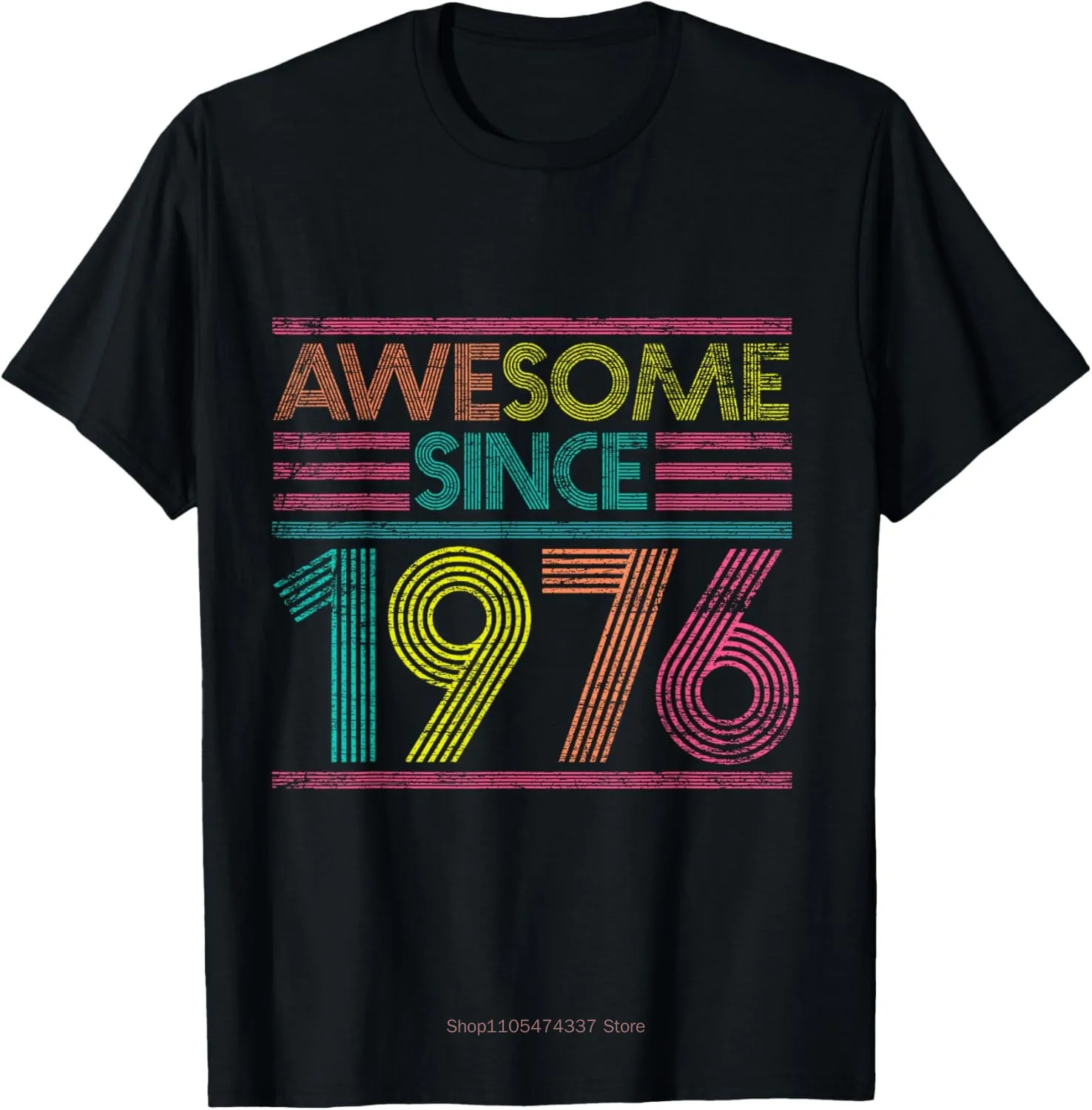 49th Birthday Gifts for Men Women 49 Years Old Vintage 1976 T-Shirt Graphic Custom Printed Short Sleeve Shirts Men Clothing view 4