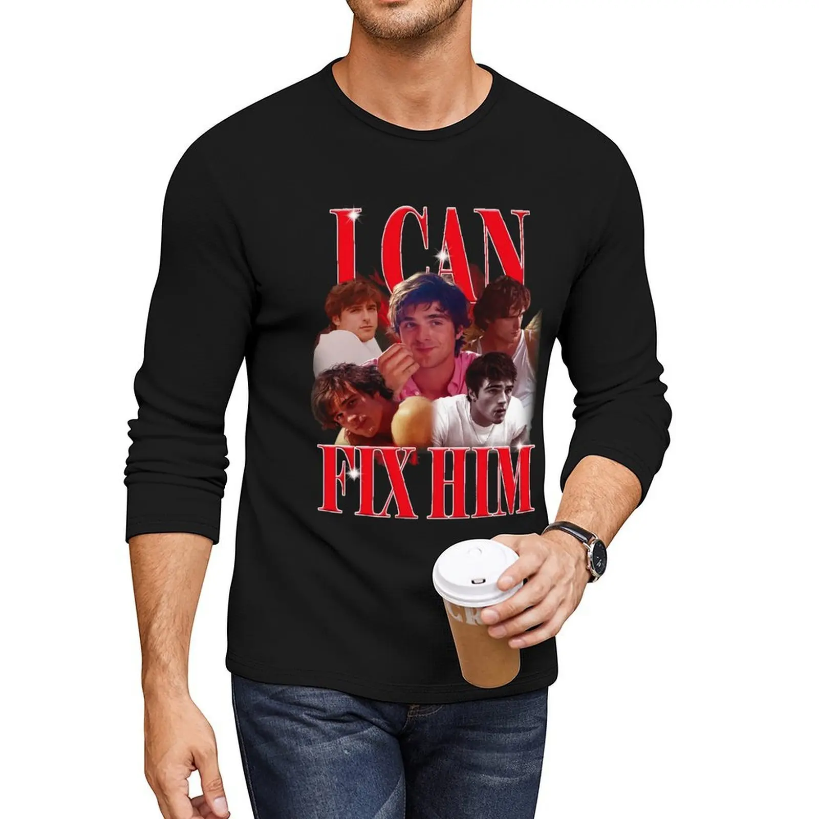 Jacob Elordi I Can Fix Him Long T-Shirt black t shirts boys white t anime funny for men