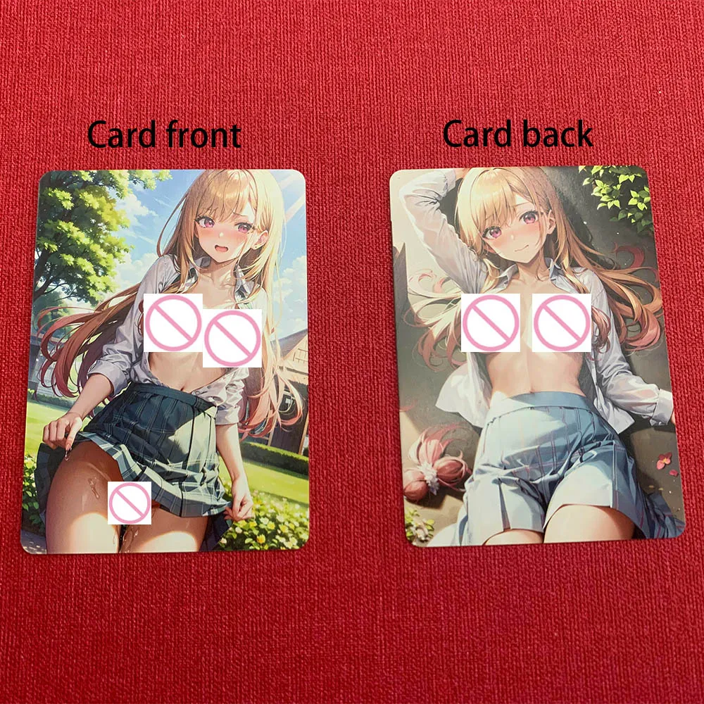 Anime Sexy Nude Collection Card My Dress Up Darling Kitagawa Marin Big Chested Beauty Naked Card Matte Lace Underwear Gifts