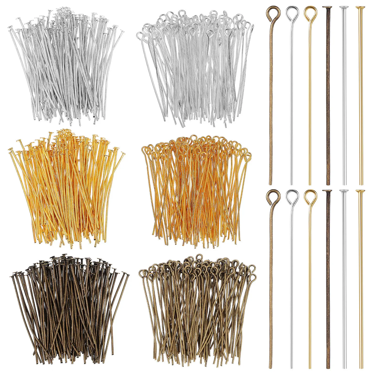 1Set Jewelry Making Supplies Eye Pins Flat Head Pins Bulk Jewelry Findings Tools for Earrings Necklace Bracelet - view 5