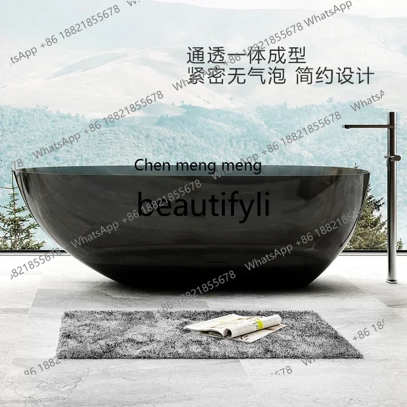 

182QQTransparent bathtub Color crystal resin Thin edge Independent goose egg artificial stone bathtub