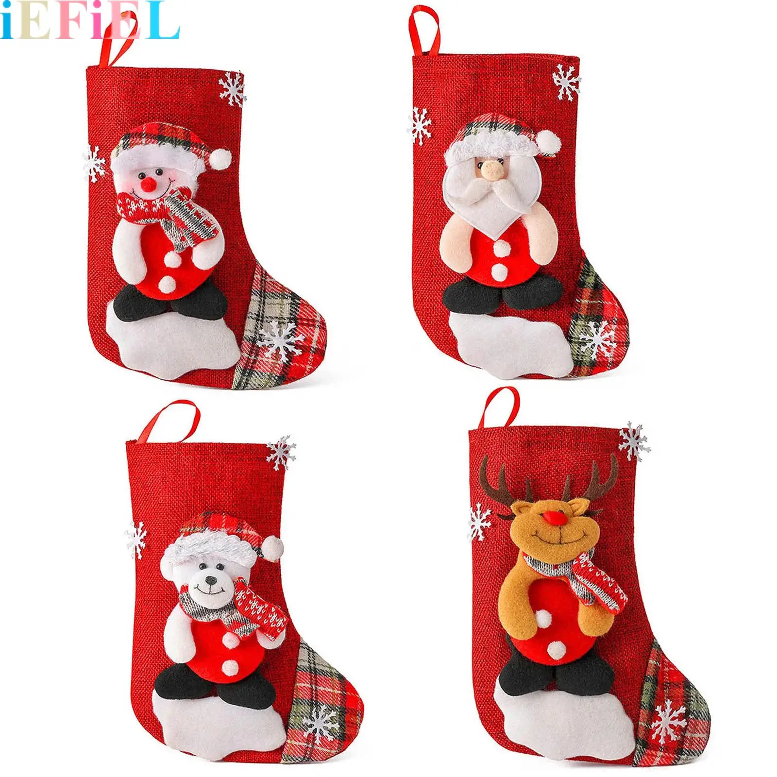 

Christmas Stockings Bags Deer Santa Snowman Bear Xmas Stocking Holiday Christmas Decoration Props Gifts for Family Kids