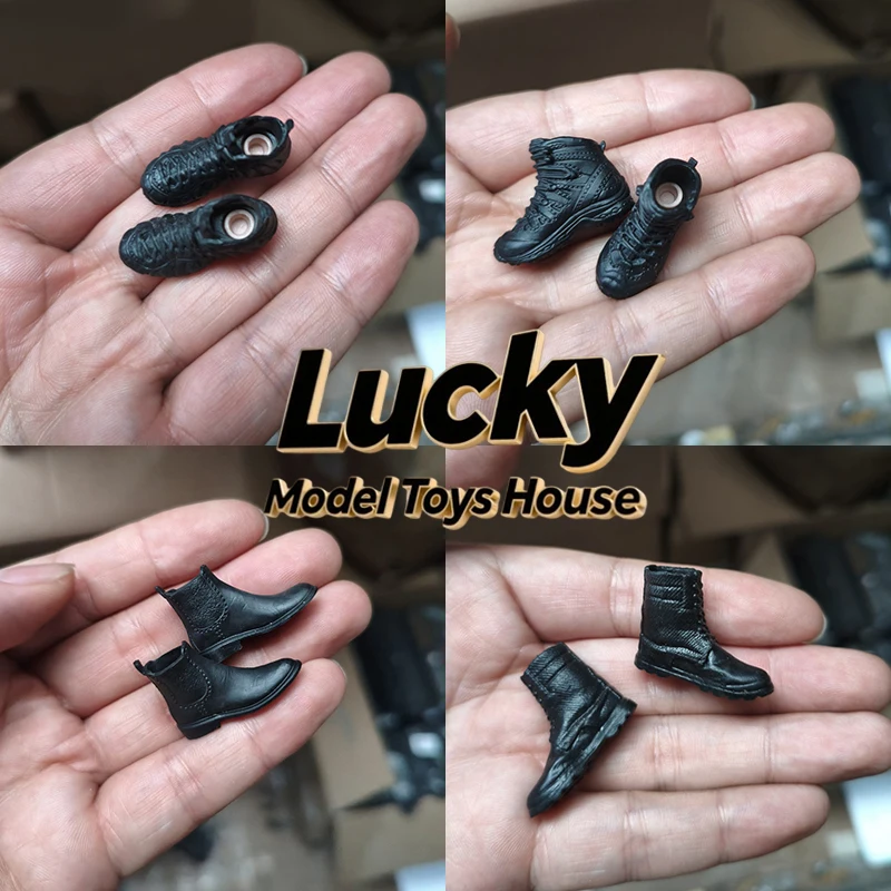 6INCH+NWTOYS 1/12 Man Soldier Solid Outdoor Sport Shoes Flat Bottom Leather Shoes Sneakers Accessory For 6" Action Figure Body