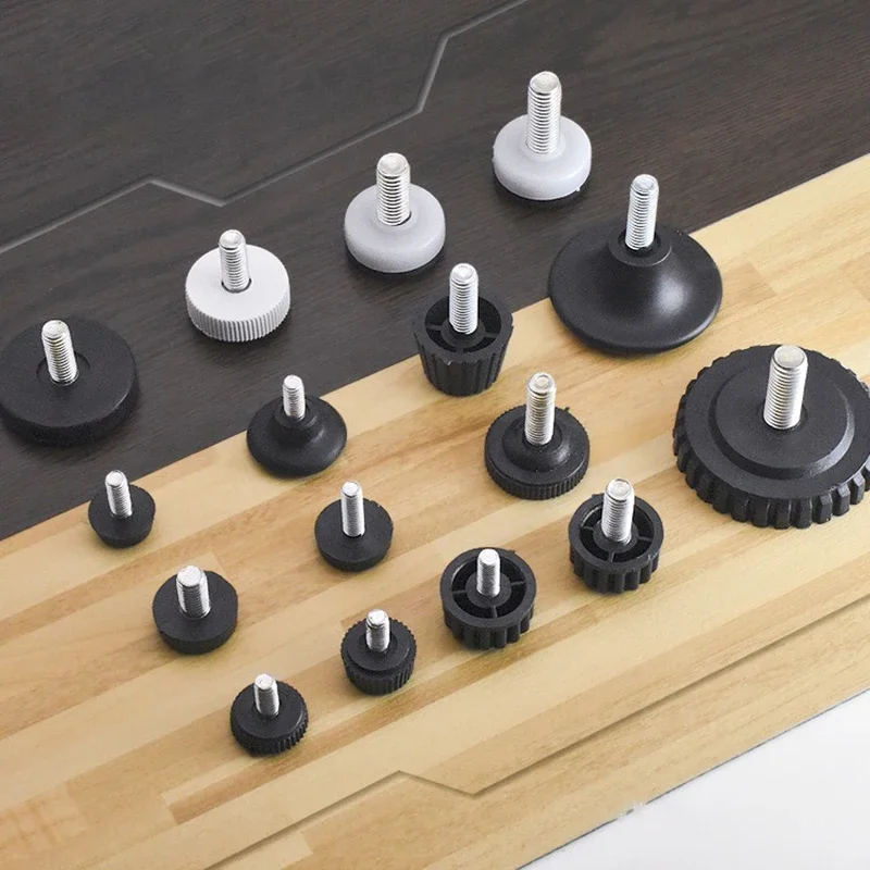 5PCS Iron Plastic Furniture Table Chair Sofa Leg Feet Slide Pad Adjustable Feet Floor Protector M6 M8 Screw In