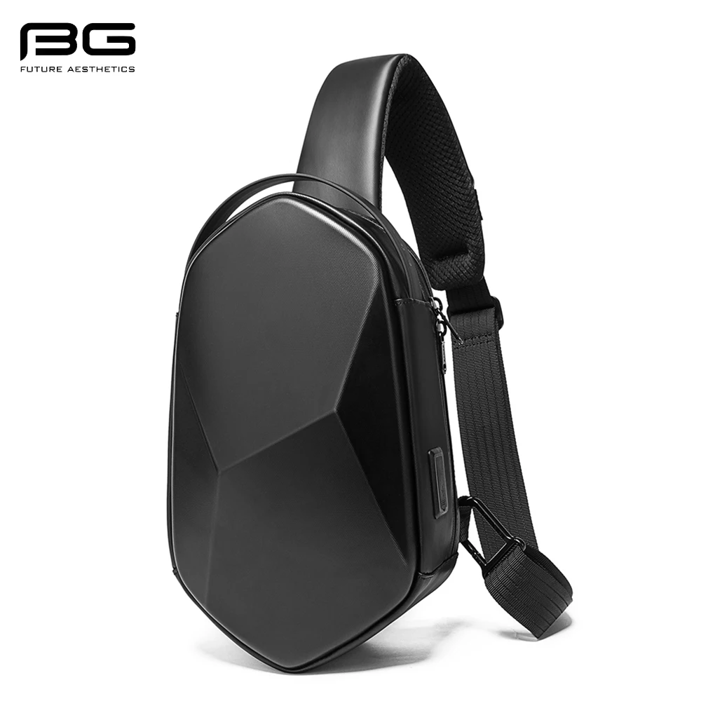 

BANGE Unique Design EVA Hard Shell Waterproof Men Crossbody Bag Travel Sling Shoulder Bags With USB Recharging for Male Case
