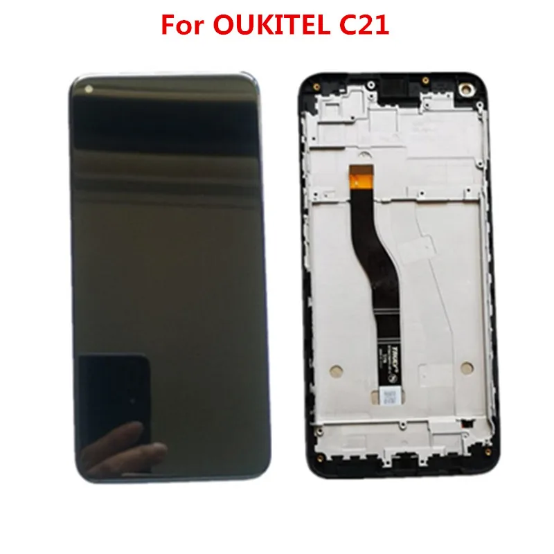 Original 6.4inch FHD Hole Punch LCD Display With Frame+ Touch Screen Digitizer Assembly Replacement Glass For OUKITEL C21 Phone