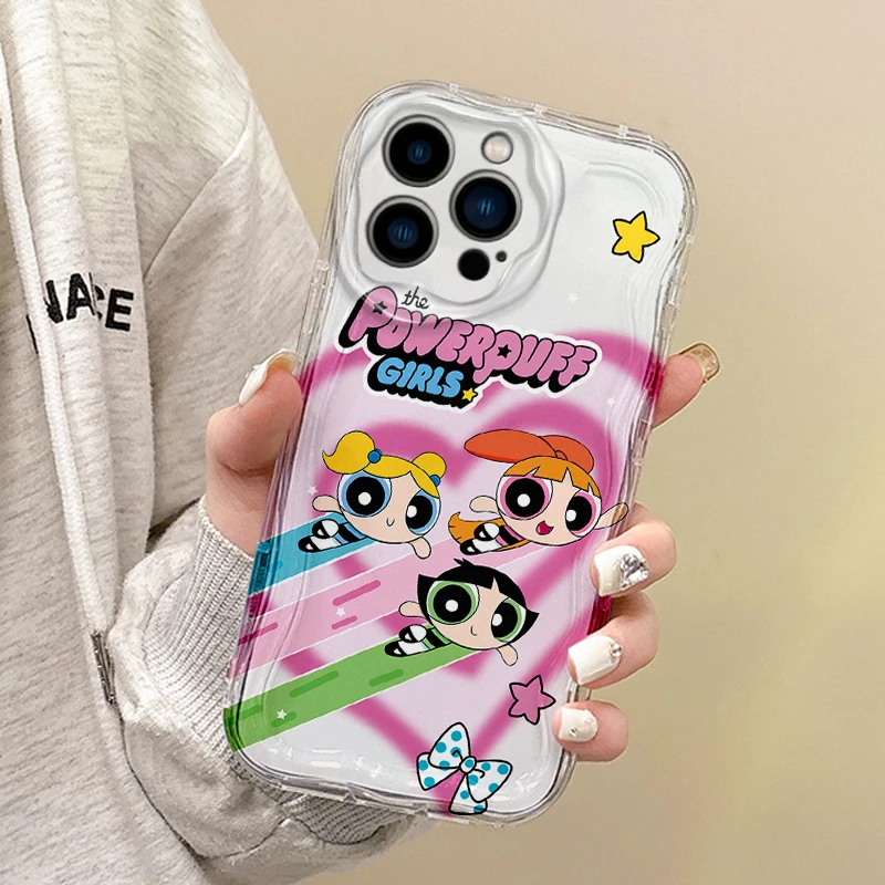 Cute P-Powerpuff Girls Cartoon Phone Soft Case for iPhone16 15 14 13 12 11 Pro Max 15 14 8 7 Plus XR X XS Max 8 7 Silicone Cover