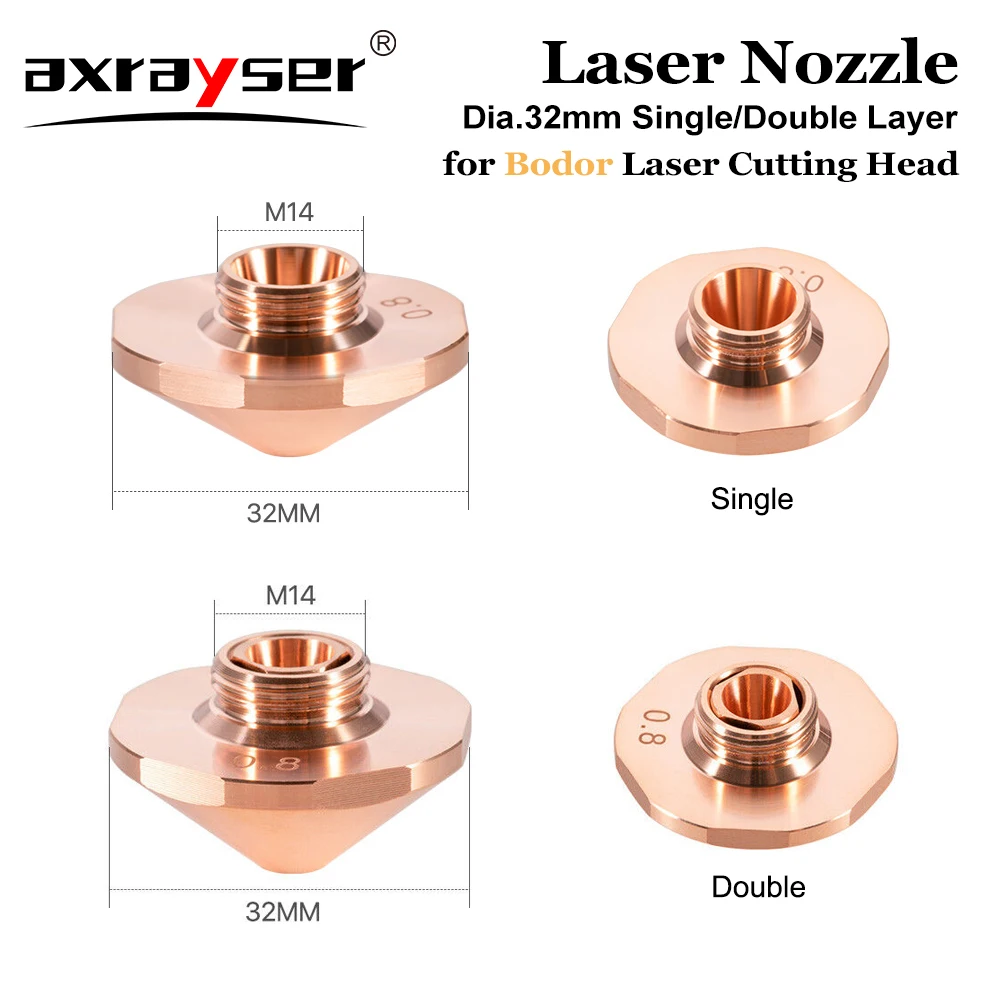 Laser Nozzle Bodor Dia.32mm Single Double Layer Caliber 0.8-5.0mm For Empower Glorystar Fiber Laser Cutting Machine