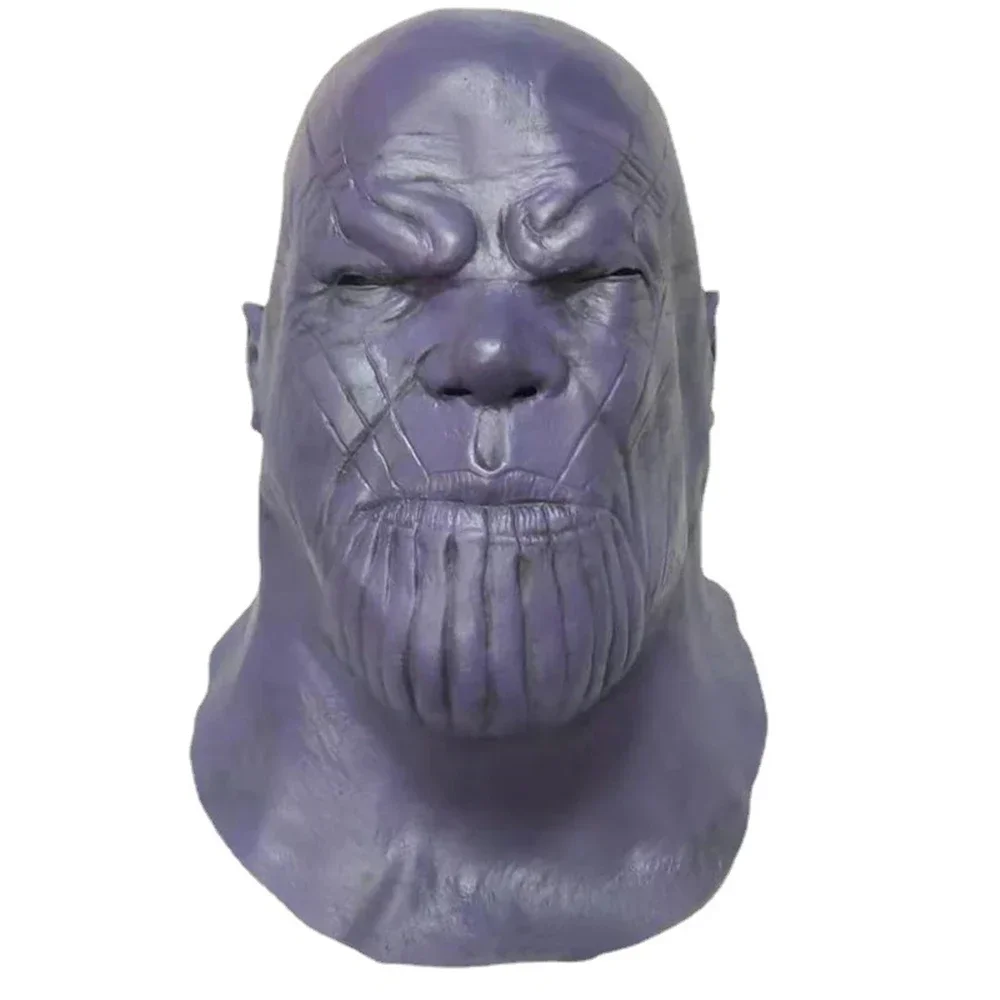 Kostum Cosplay Halloween 2025 Superhero The Avengers Thanos untuk Dewasa, Helm Latex, Aksesoris Karnaval